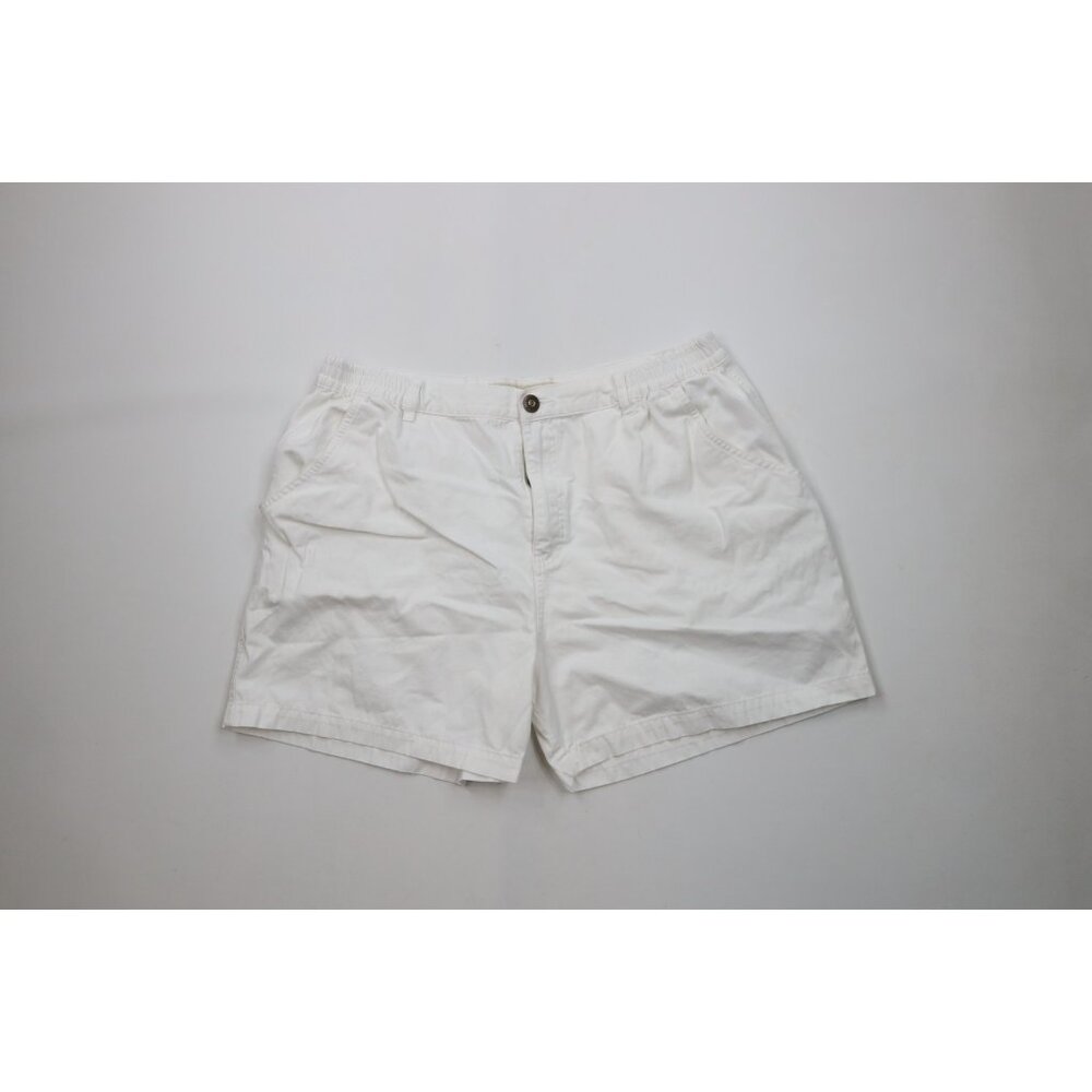 Vtg Cabelas Mens XL Blank Above Knee Outdoor Hiking Trail Shorts White Cotton